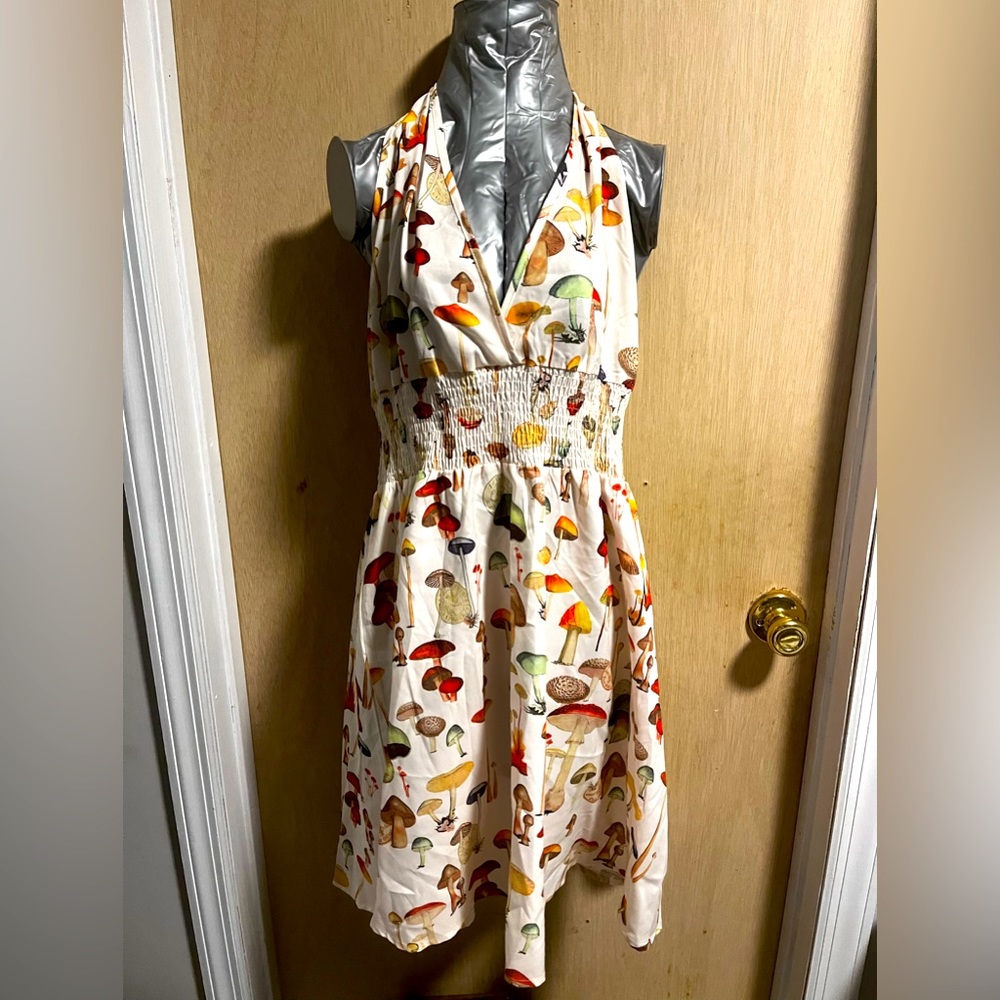Backless Mushroom Print Dress